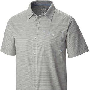 Mountain Hardwear Kotter Men's Button Up Shirt S/S Size LG Gray Striped Hiking